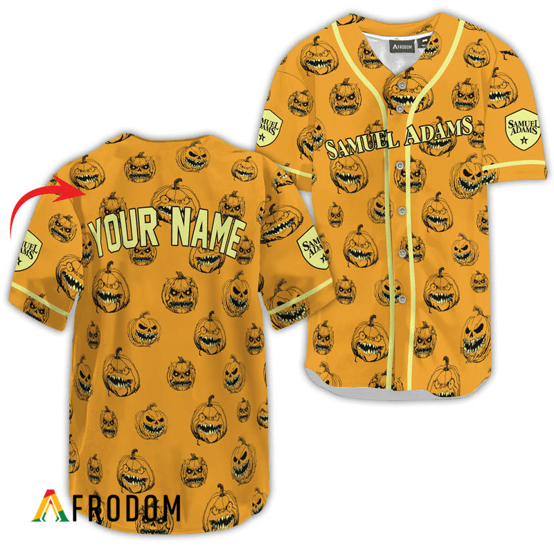 Custom Samuel Adams Halloween Pumpkin Baseball Jersey HU