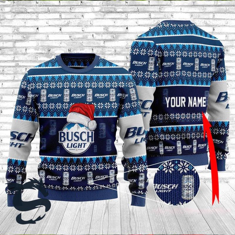 Custom Santa Hat Busch Light Christmas Sweater HU