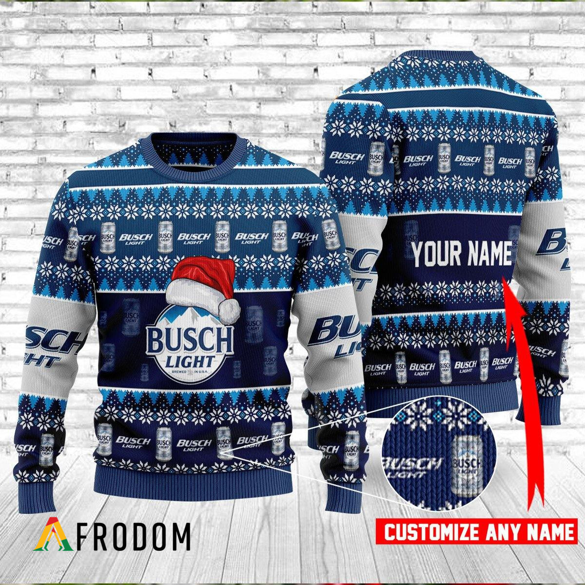 Custom Santa Hat Busch Light Christmas Sweater HU
