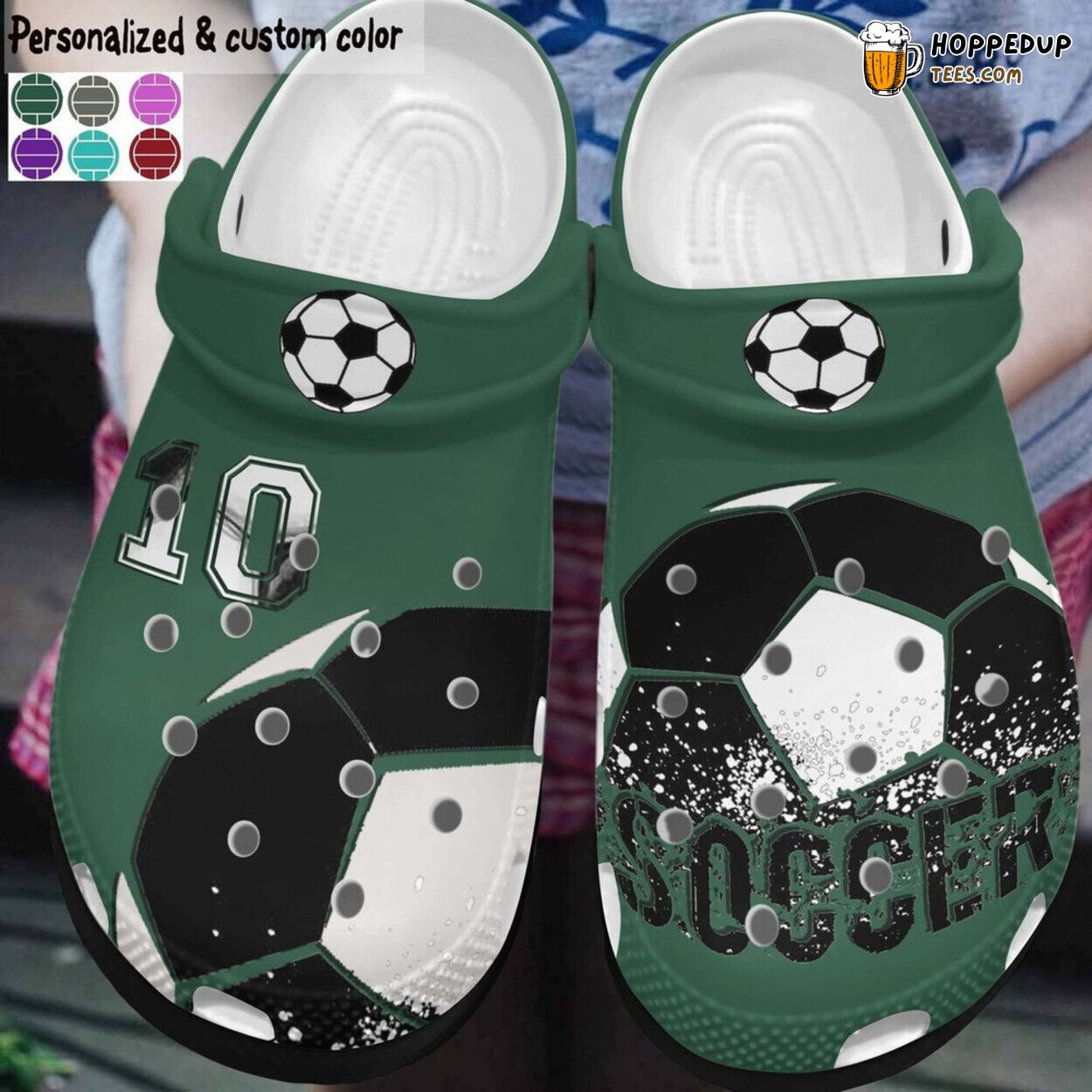 Custom Soccer Black Green Themed Comfortable Unique Stylish Clogs