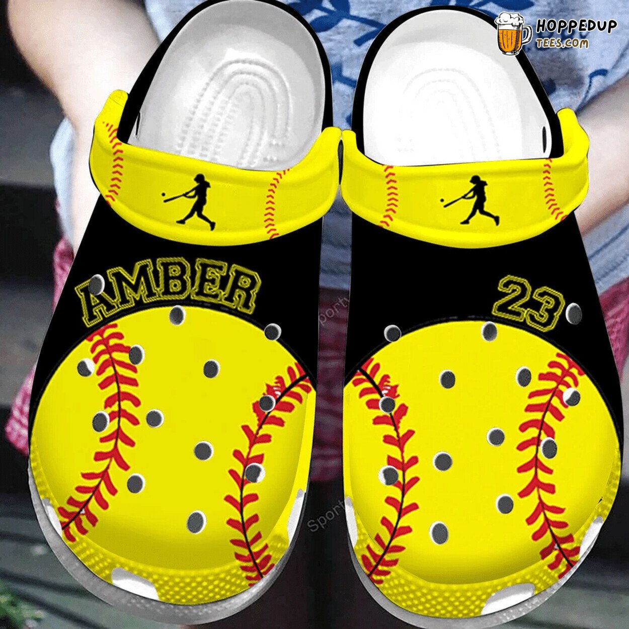 Custom Softball Player Black Yellow Name Number Comfortable Clogs