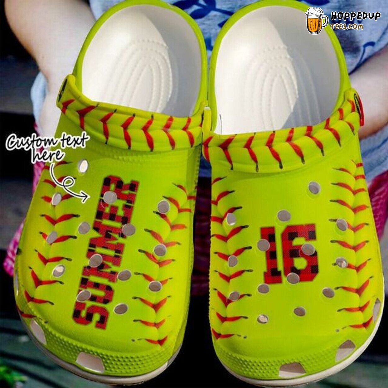Custom Softball Red Caro Name Number Comfortable Unique Design Clogs
