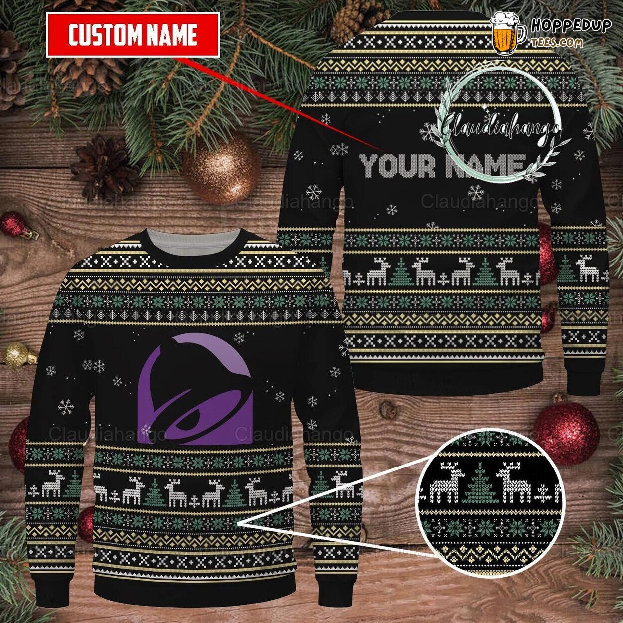 Custom Taco Bell Ugly Christmas Sweater Fast Food Themed Design