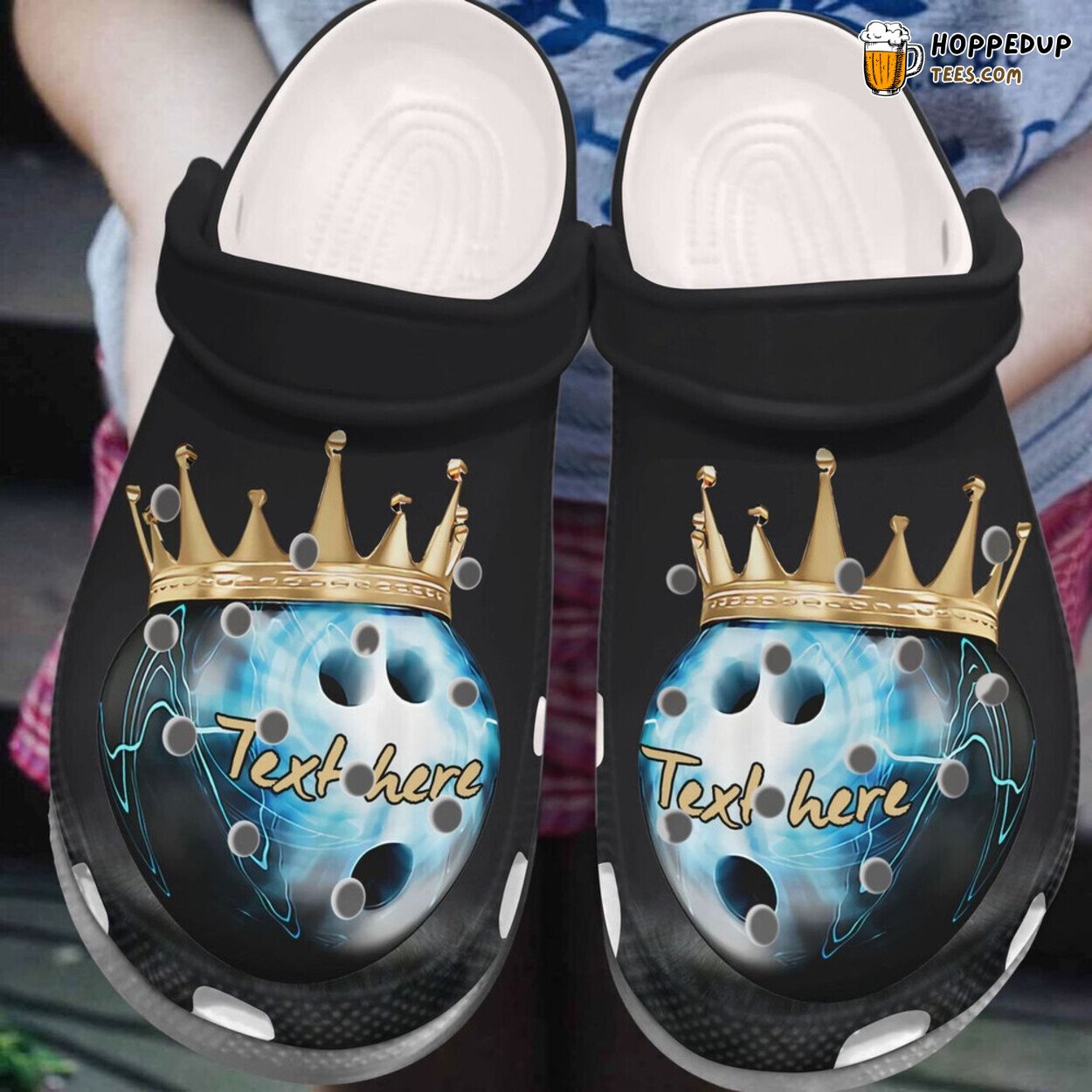 Custom Text Bowling King Themed Comfortable Unique Clog Shoes