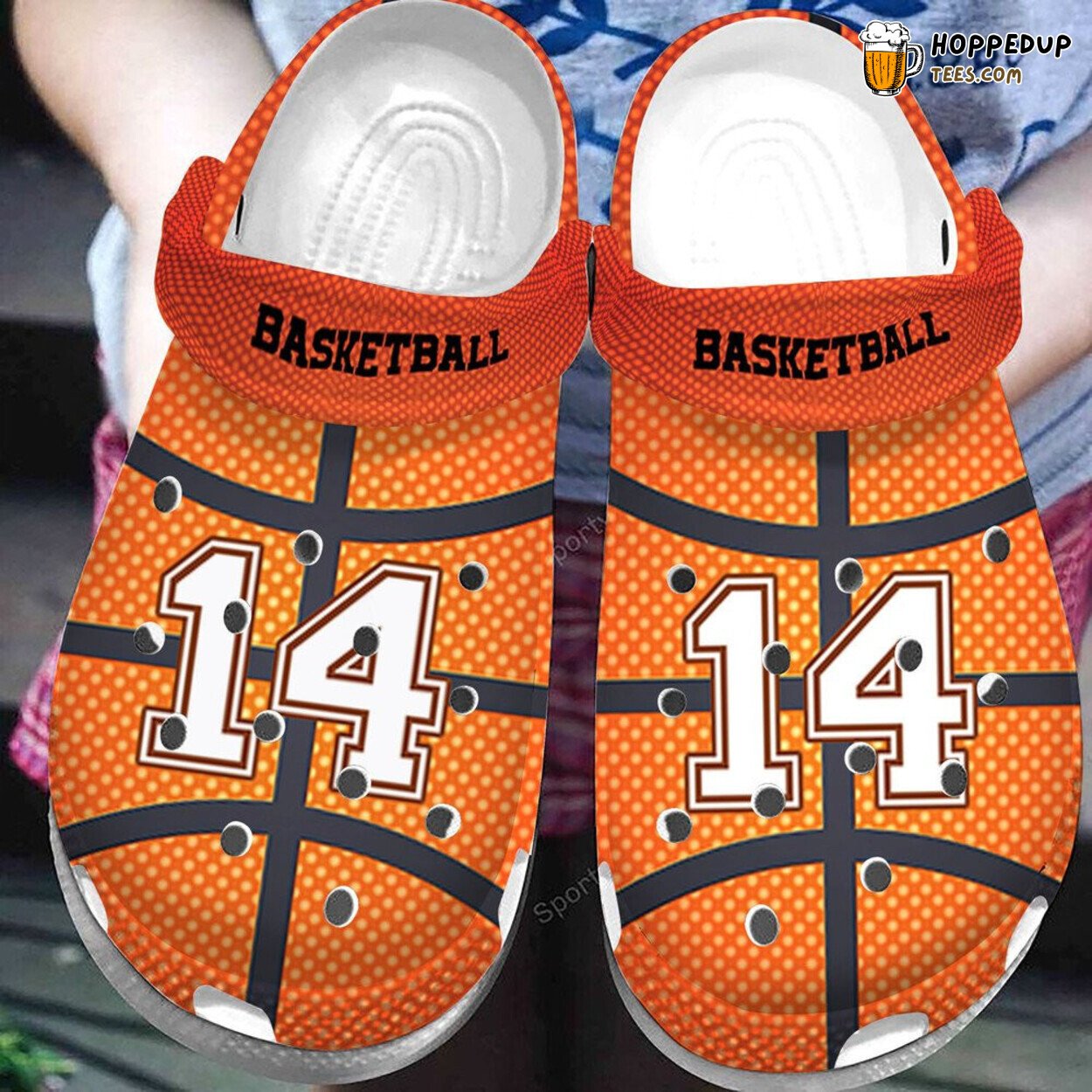 Custom Text Orange Basketball Ball Leather Comfortable Clogs