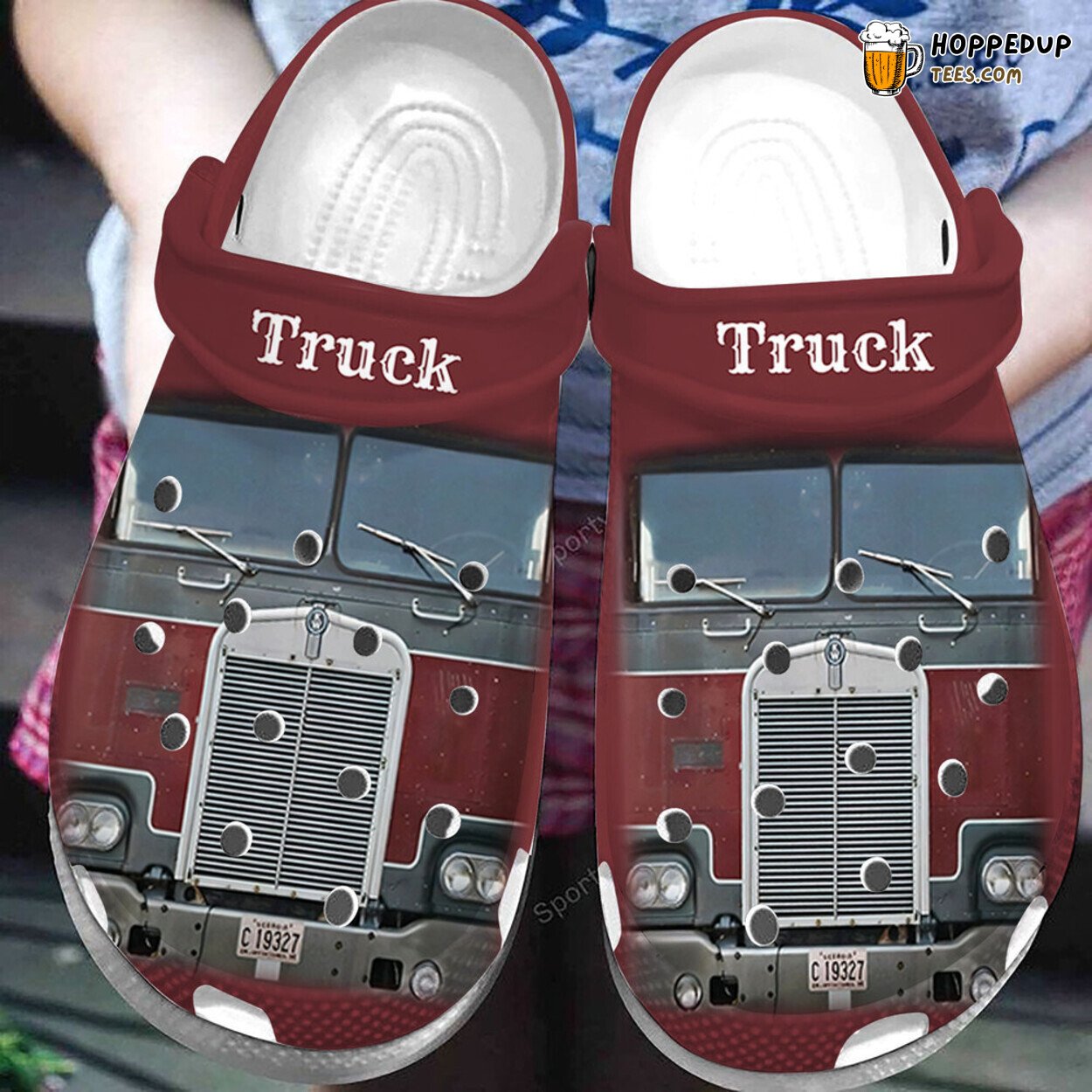 Custom Text Red Truck Driver Themed Comfortable Unique Clogs
