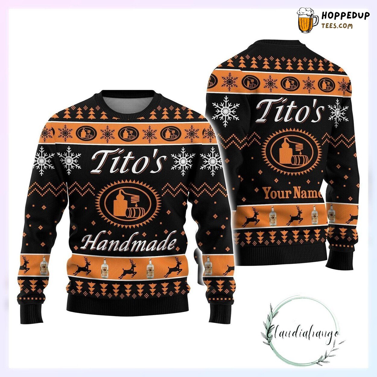 Custom Tito Vodka Ugly Christmas Sweater Handmade Winter Design
