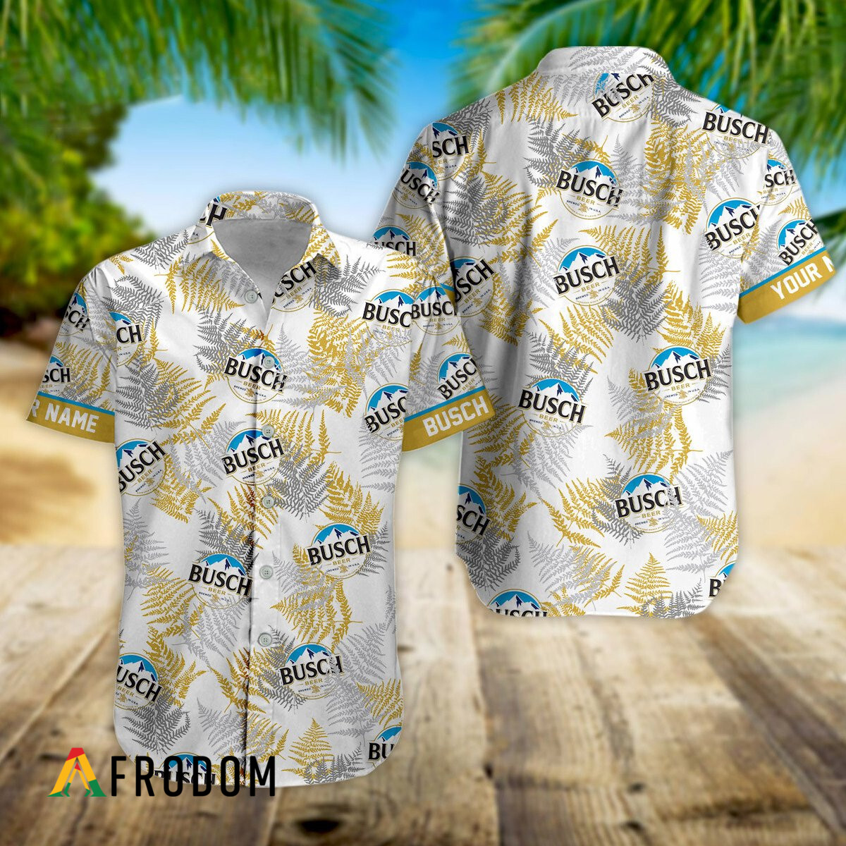 Custom Tropical Basic Busch Beer Hawaii Button Shirt HU