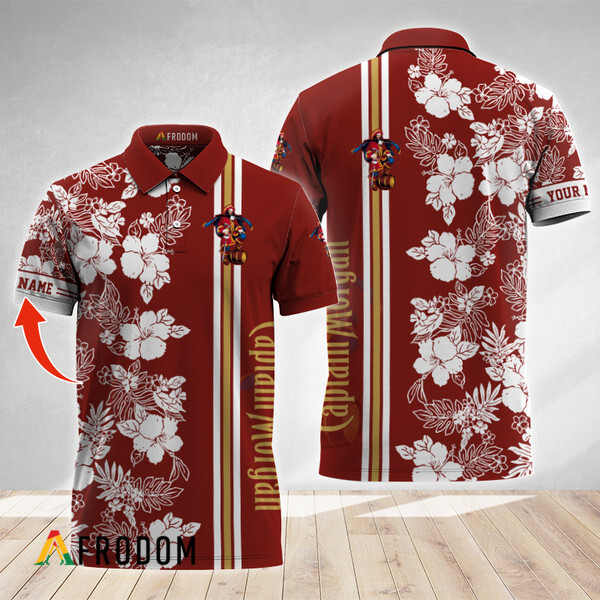 Custom Tropical Flowers Captain Morgan Polo Shirt HU