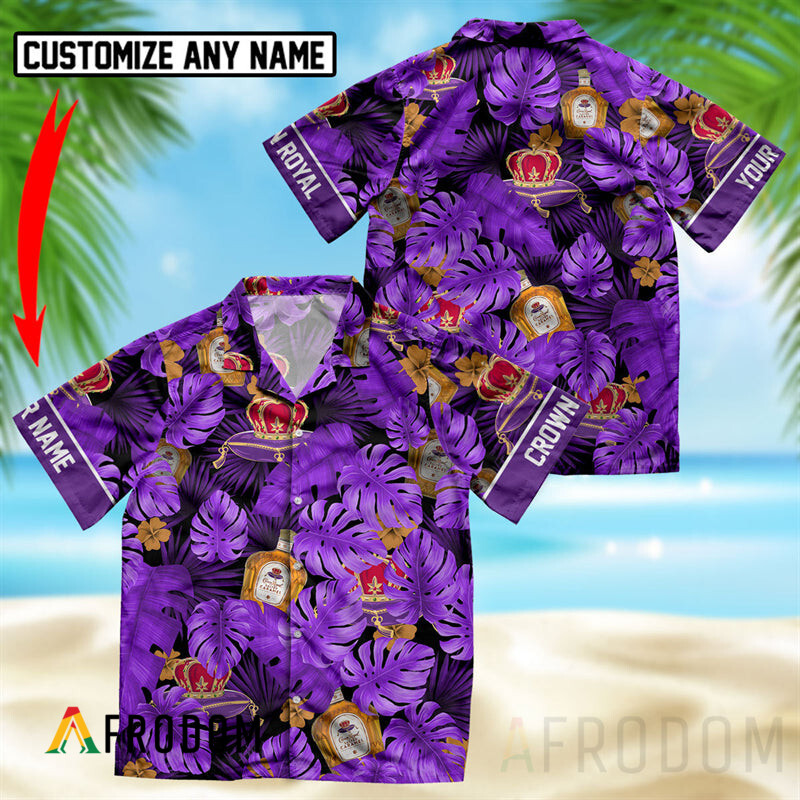 Custom Tropical Monstera Leaf Crown Royal Hawaiian Shirt And Shorts Set HU