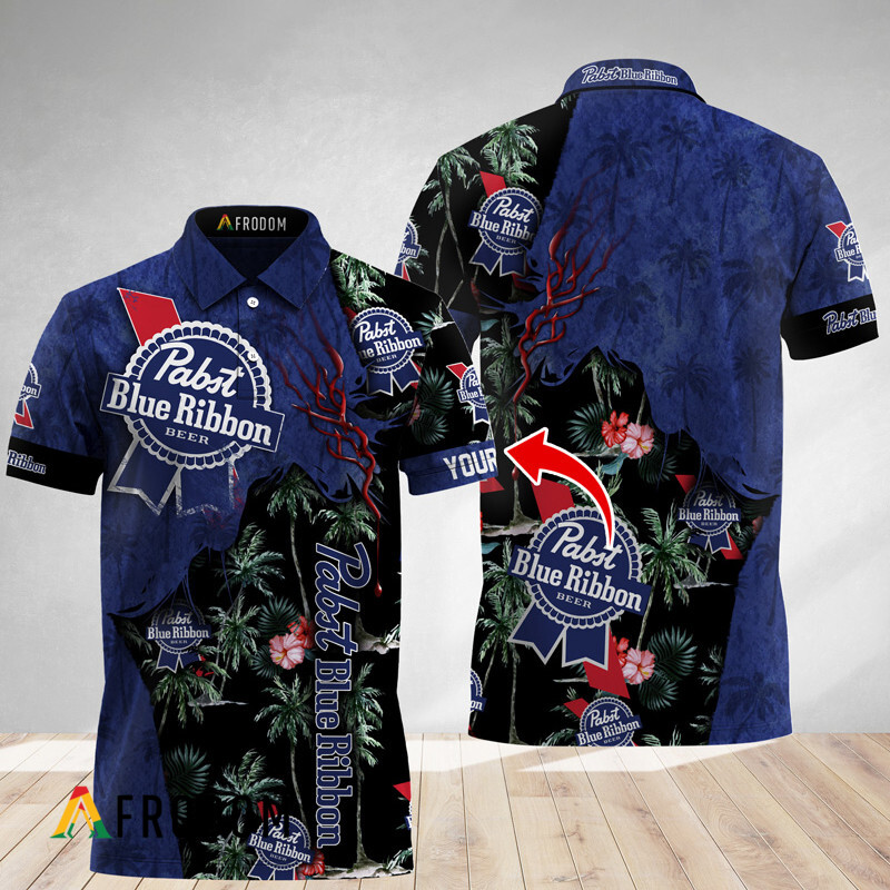 Custom Tropical Pabst Blue Ribbon God Polo Shirt HU