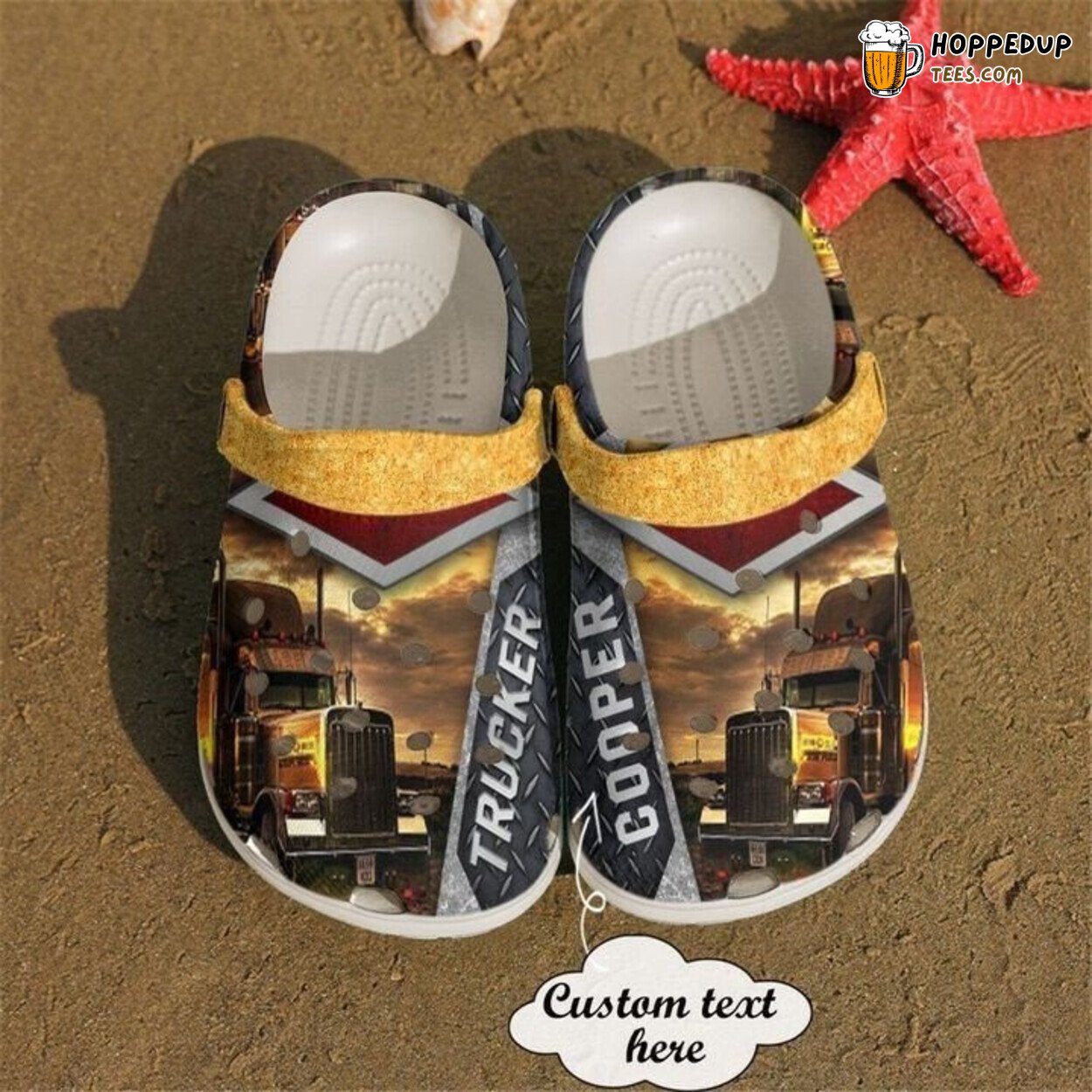 Custom Trucker Iron Pattern Amazing Comfortable Unique Clogs Shoes
