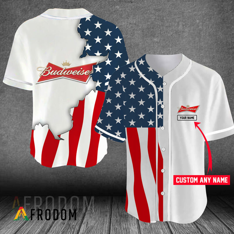 Custom Us Flag Budweiser Baseball Jersey HU