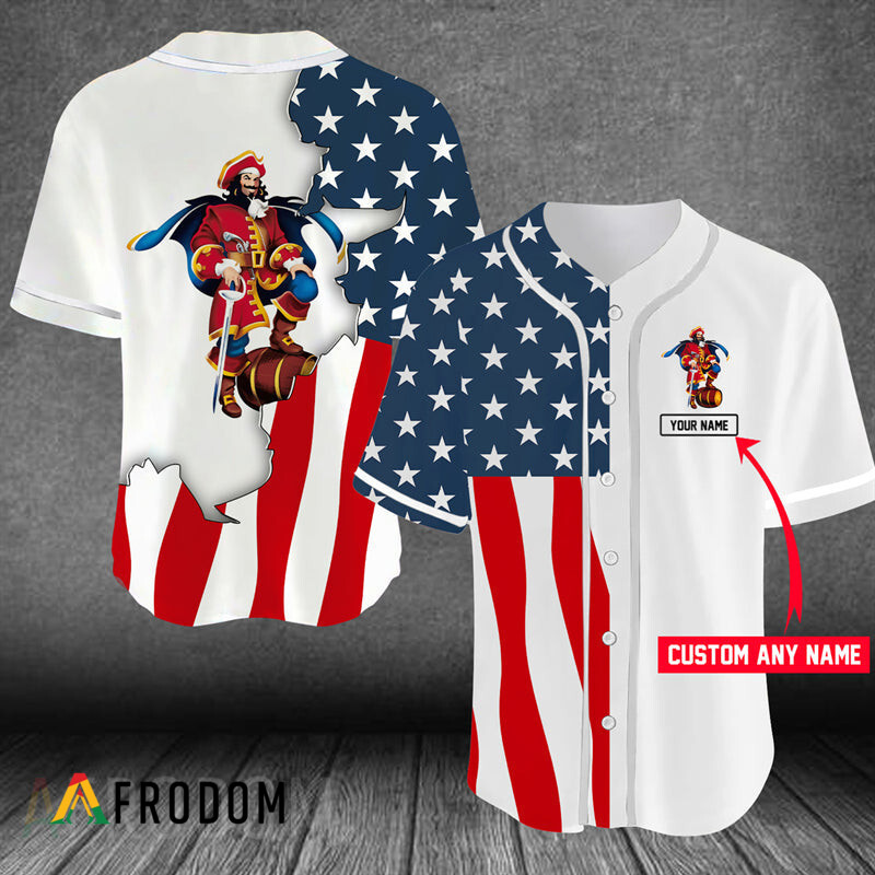 Custom Us Flag Captain Morgan Baseball Jersey HU