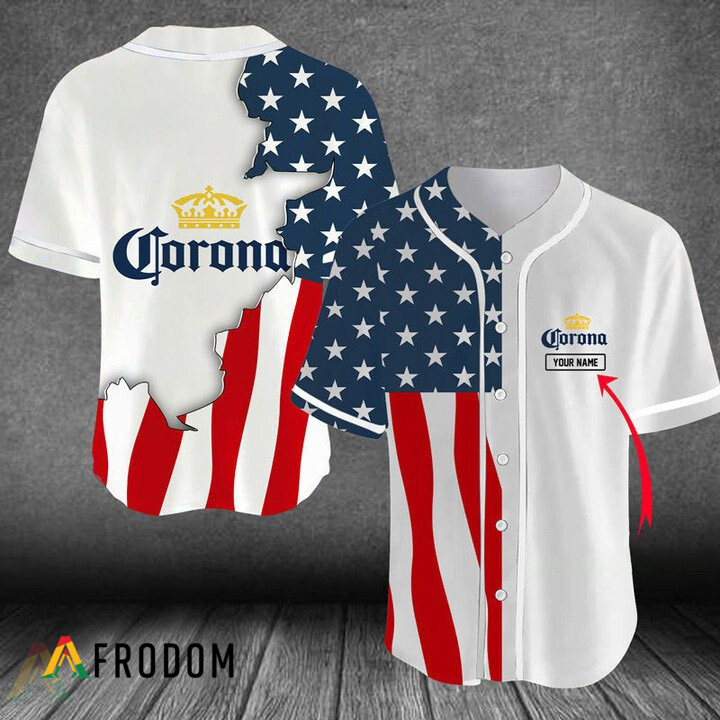 Custom Us Flag Corona Baseball Jersey HU