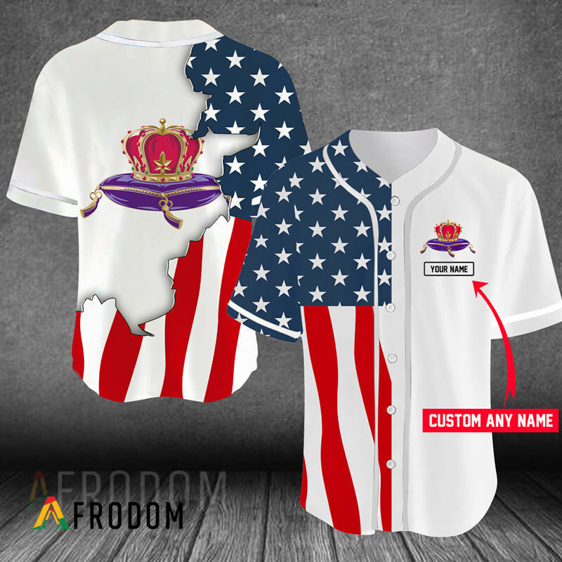 Custom Us Flag Crown Royal Baseball Jersey HU