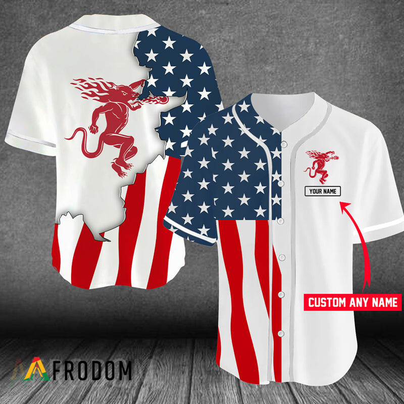 Custom Us Flag Fireball Baseball Jersey HU