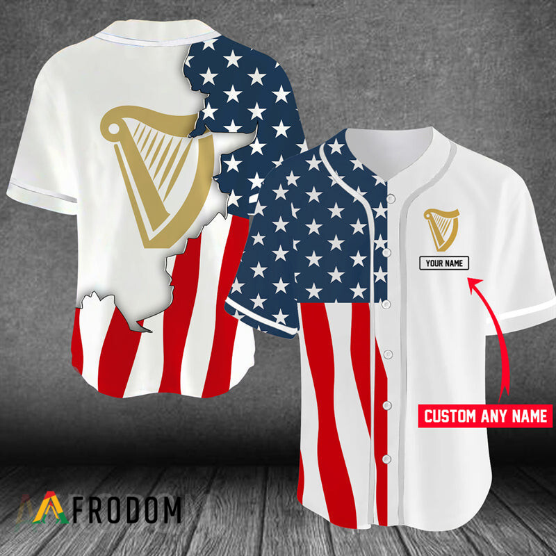 Custom Us Flag Guinness Baseball Jersey HU