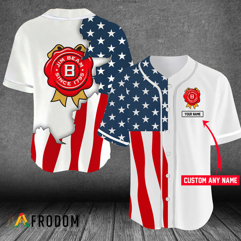 Custom Us Flag Jim Beam Baseball Jersey HU