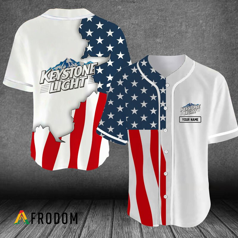 Custom Us Flag Keystone Light Baseball Jersey HU