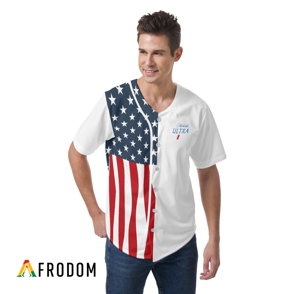 Custom Us Flag Michelob Ultra Baseball Jersey HU