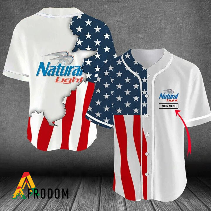 Custom Us Flag Natural Light Baseball Jersey HU