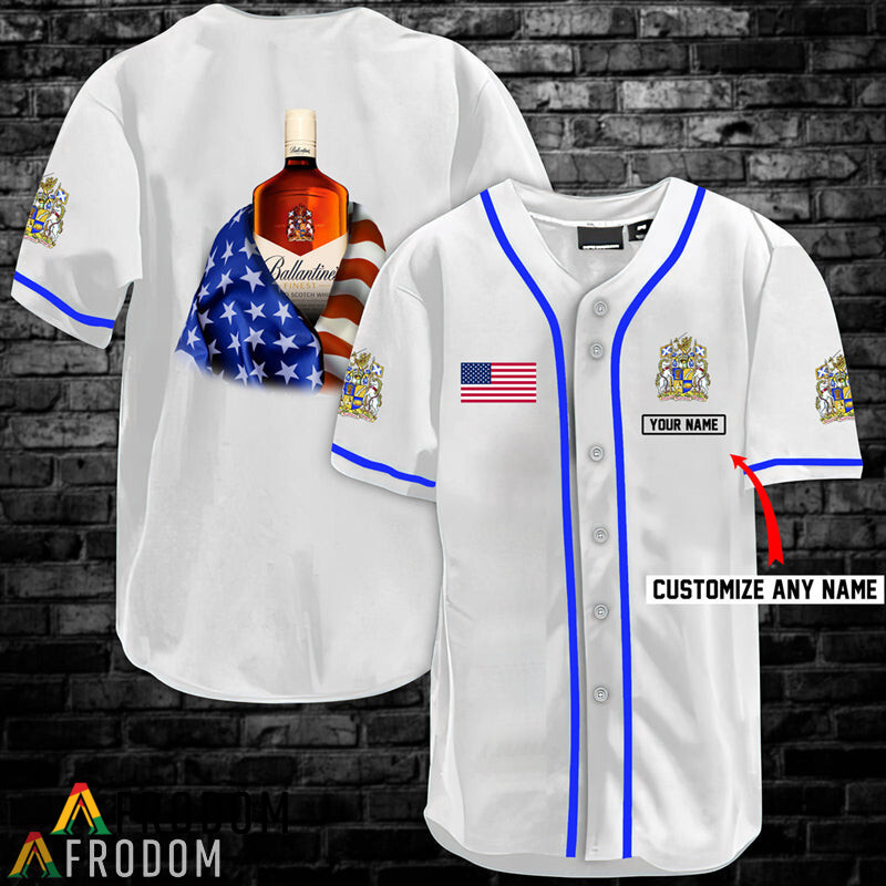 Custom Vintage White USA Flag Ballantine Baseball Jersey Shirt HU