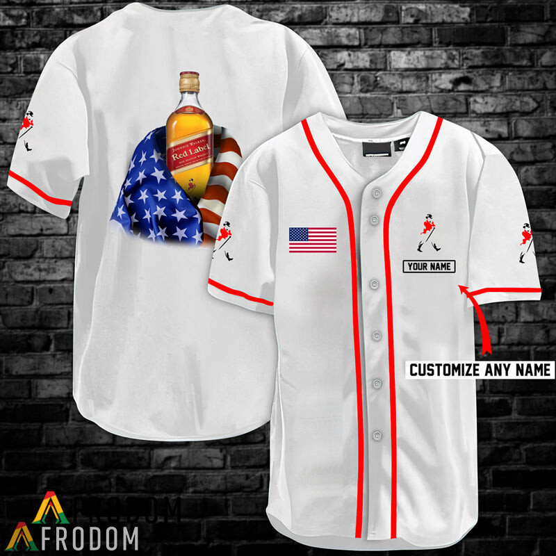 Custom Vintage White USA Flag Johnnie Walker Baseball Jersey Shirt HU