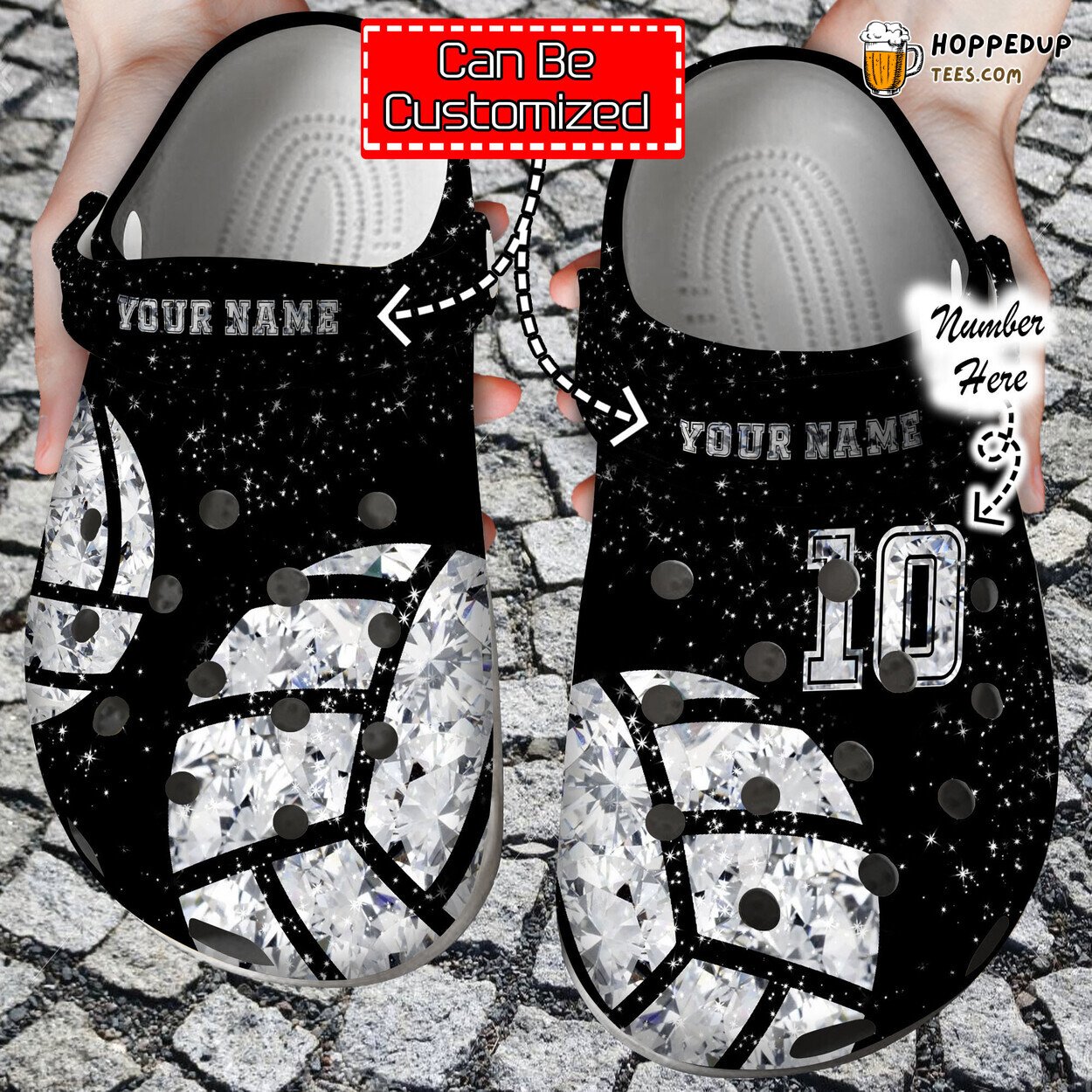Custom Volleyball Diamond Personalized Comfortable Unique Clog Shoes