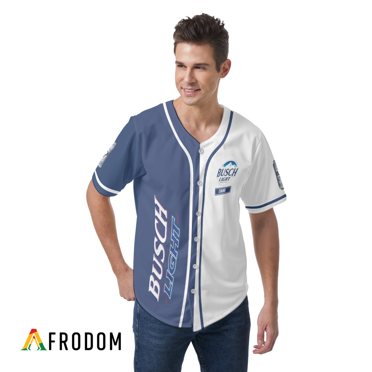 Custom White Busch Light Baseball Jersey HU