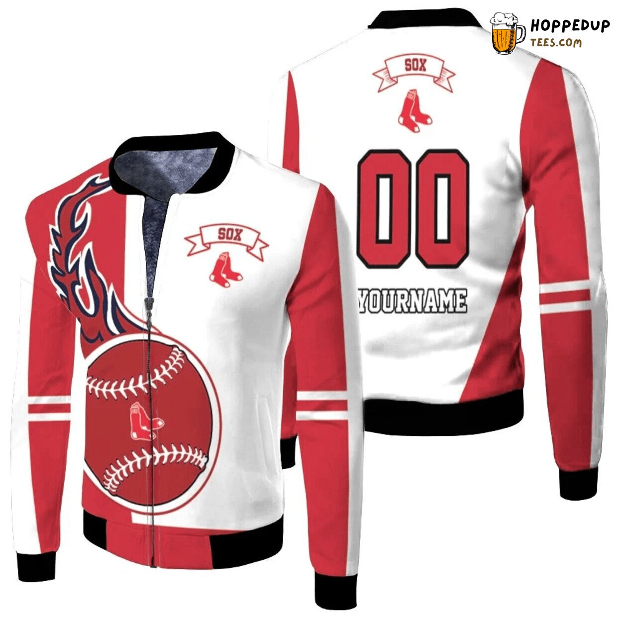 Customizable Boston Red Sox MLB Name & Number Tailored Bomber Jacket
