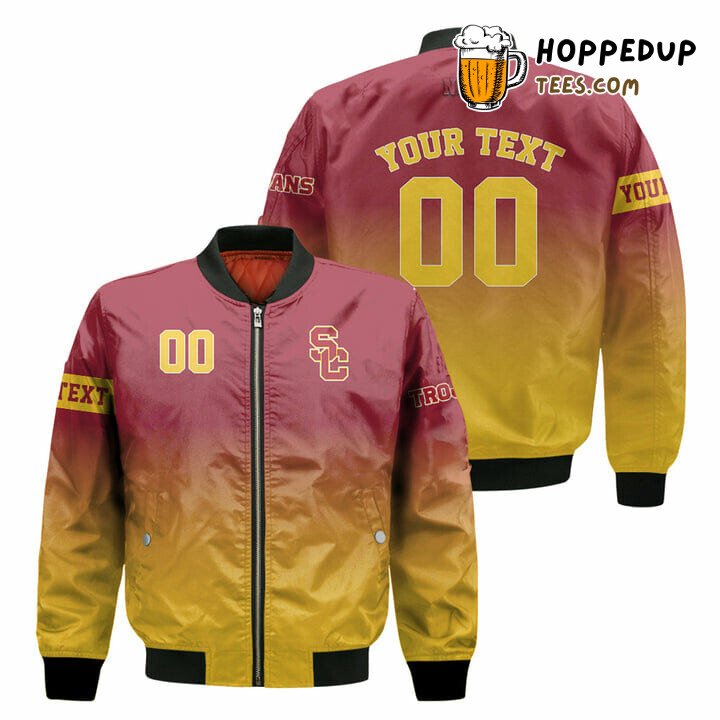 Customizable USC Trojans Text Number NCAA Bomber Jacket Design Customizable USC Trojans Text Number NCAA Bomber Jacket Design