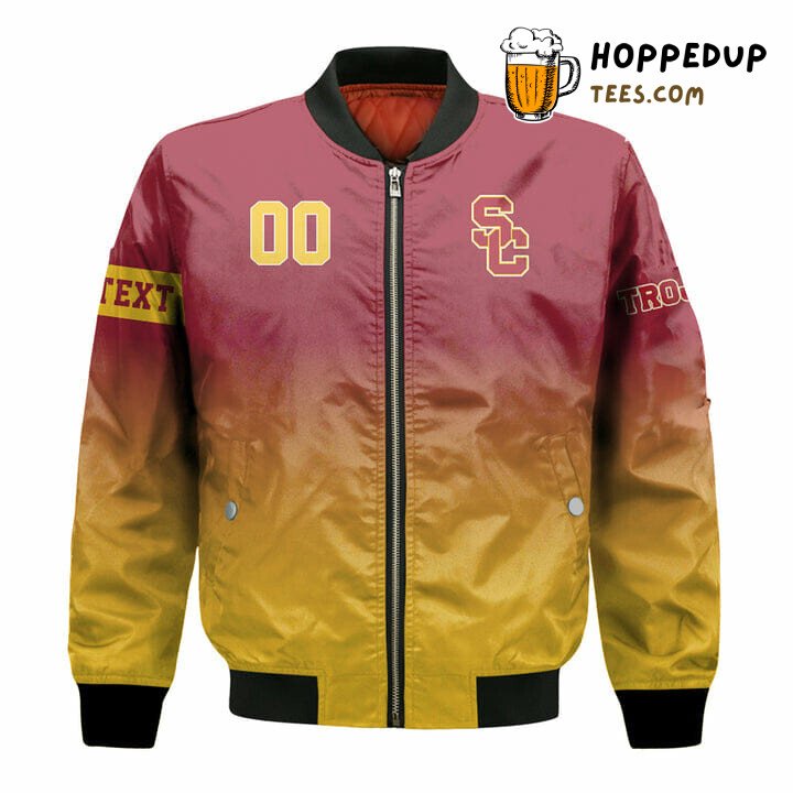 Customizable USC Trojans Text Number NCAA Bomber Jacket Design
