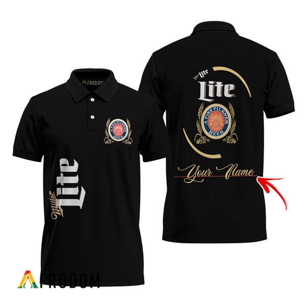 Customized Black Polo Shirt From Miller Lite HU