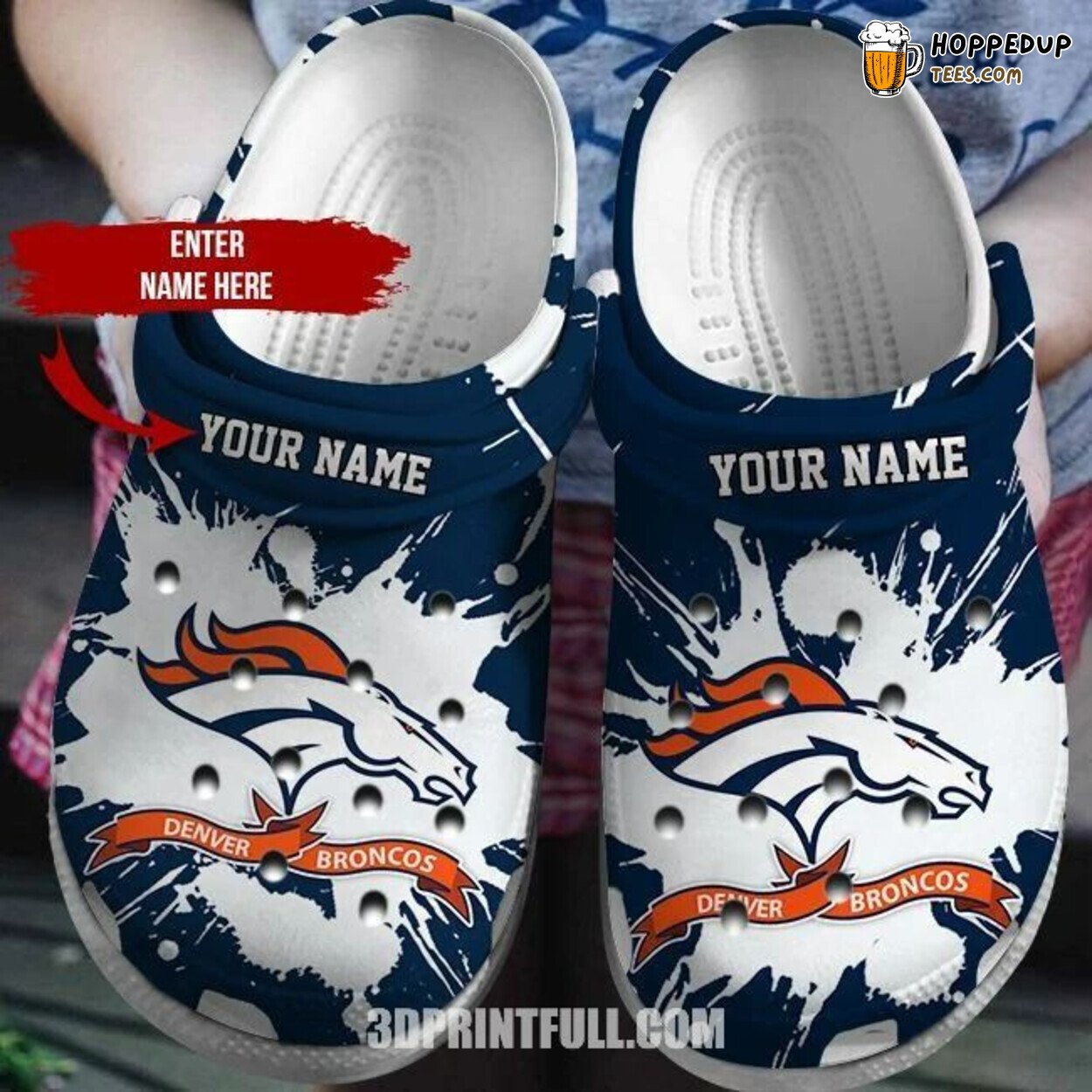 Customized Broncos Themed Clog Shoes Unique Sports Fan Personalized Design