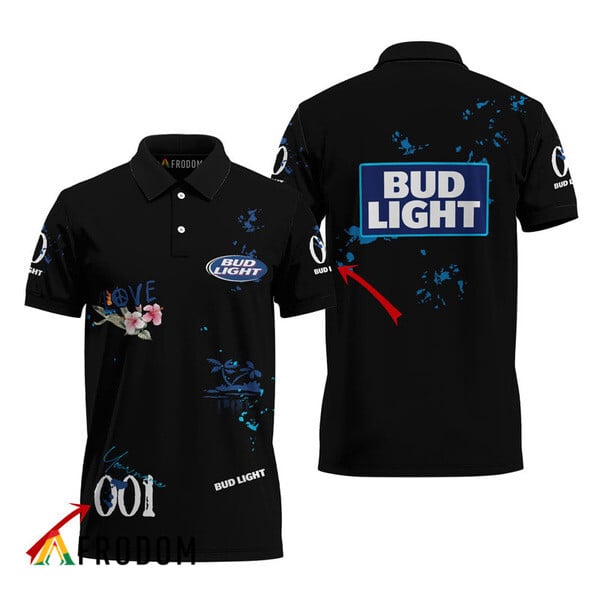 Customized Bud Light Black Mesh Graphic Polo Shirt HU