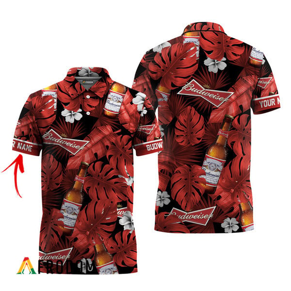 Customized Budweiser Beer Tropical Hawaiian Polo Shirt HU
