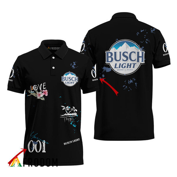 Customized Busch Light Black Mesh Graphic Polo Shirt HU