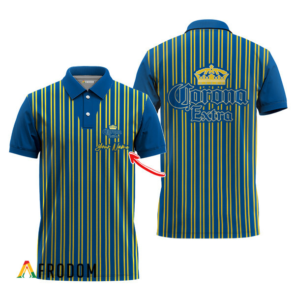 Customized Corona Extra Blue Stripe Pattern Polo Shirt HU