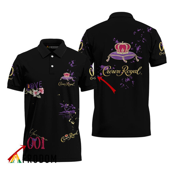 Customized Crown Royal Black Mesh Graphic Polo Shirt HU