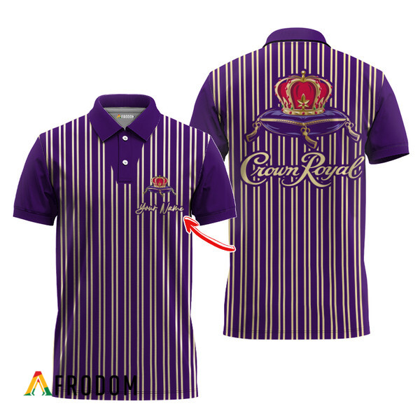 Customized Crown Royal Purple Stripe Pattern Polo Shirt HU