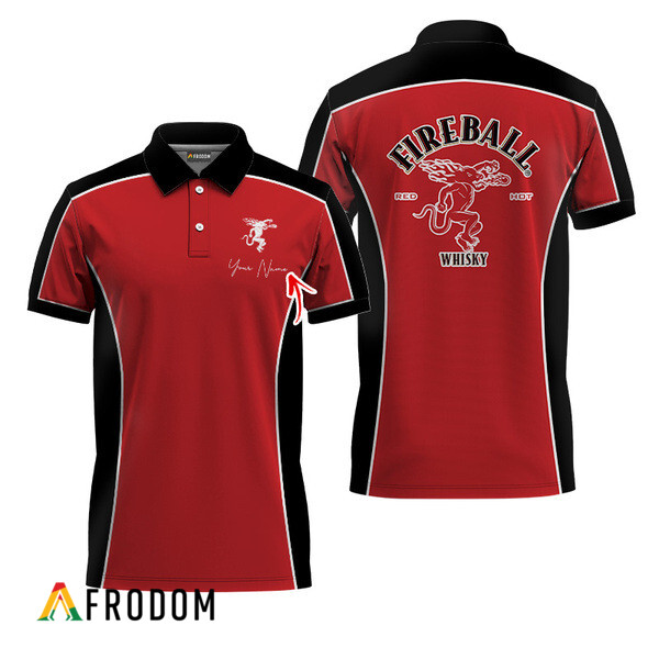 Customized Fireball Whisky Side Color Blocked Polo Shirt HU