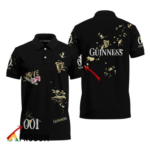 Customized Guinness Black Mesh Graphic Polo Shirt HU