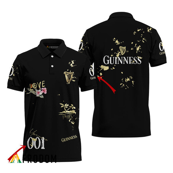 Customized Guinness Black Mesh Graphic Polo Shirt HU