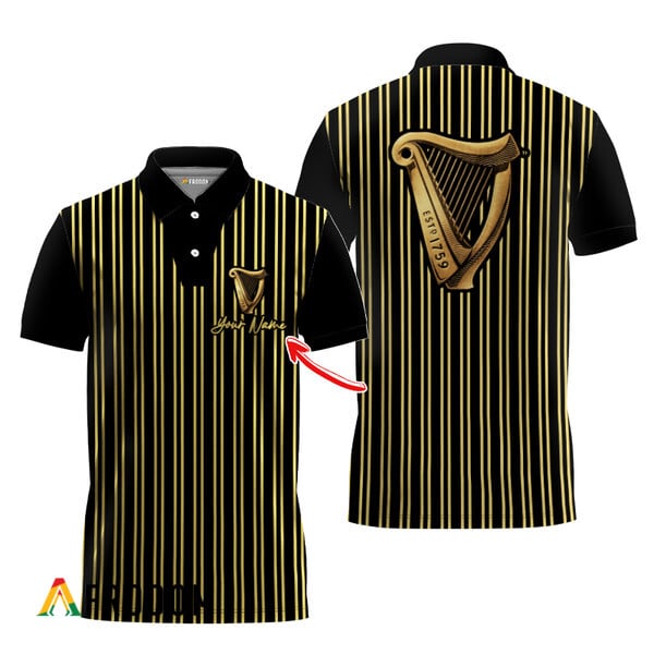 Customized Guinness Polo With Gold Stripe Pattern HU