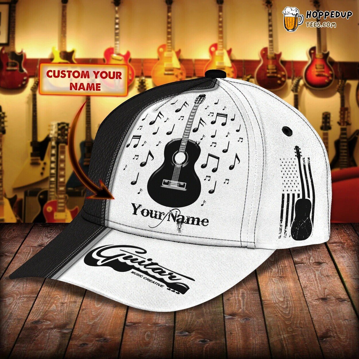 Customized Guitar Classic Cap Print Music Men Women Creative Baseball Hat