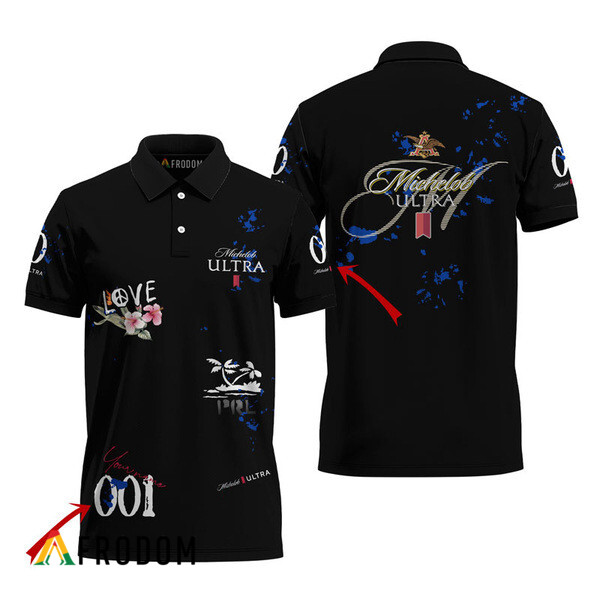 Customized Michelob Ultra Black Mesh Graphic Polo Shirt HU