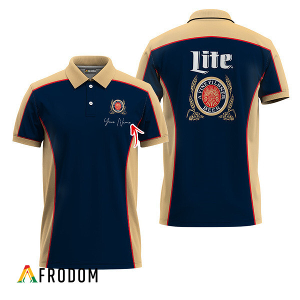Customized Miller Lite Side Color Blocked Polo Shirt HU