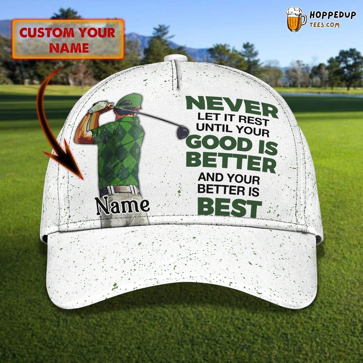 Customized Name All Over Print 3D Cap Dad Golf Man Golfer Hat Caps Gifts