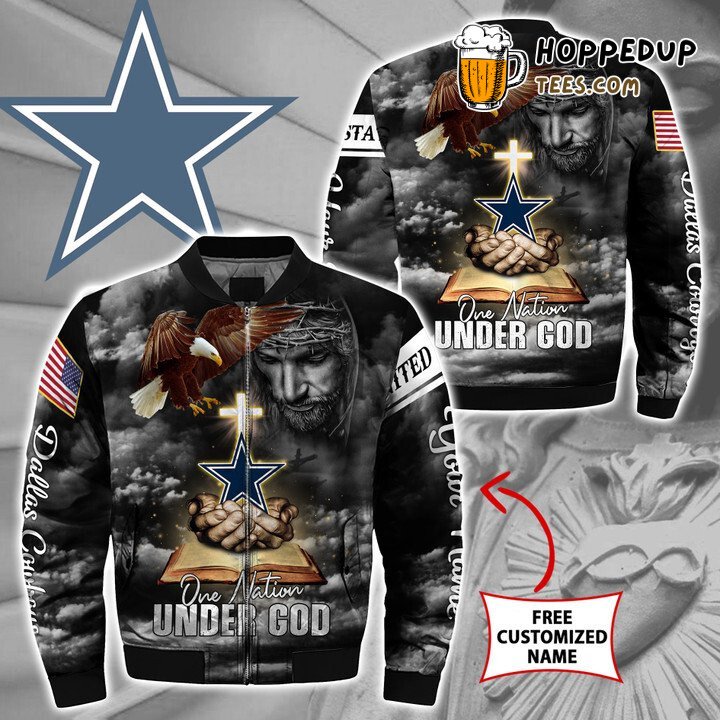 Customized NFL Dallas Cowboys One Nation God Bomber Jacket Unity